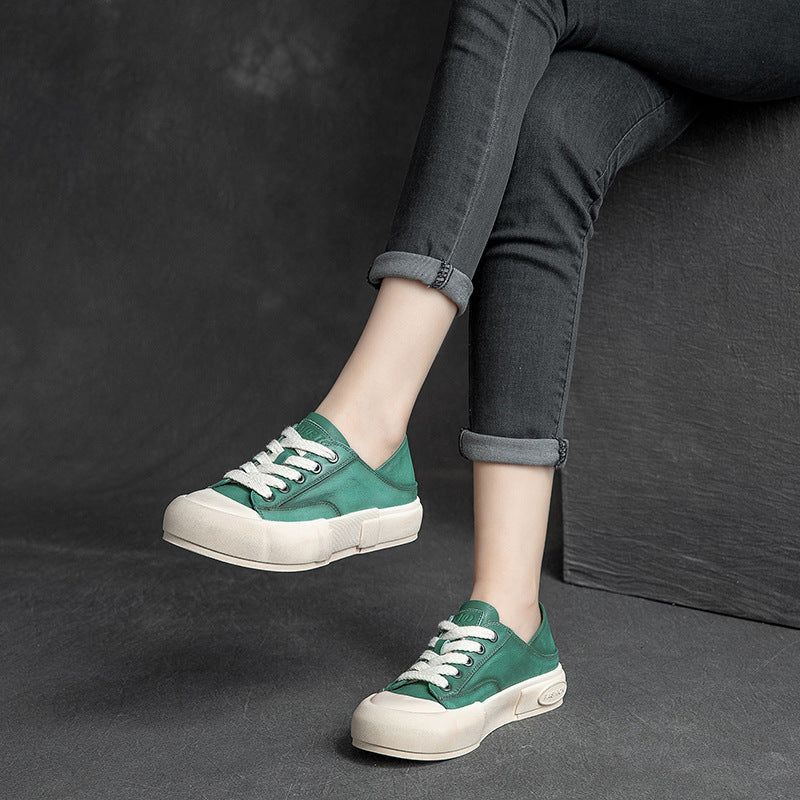 Vrouwen Lente Zomer Koeienhuid Platte Casual Schoenen