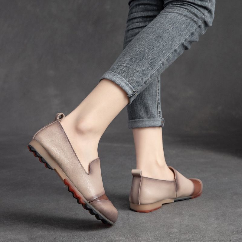 Vrouwen Lente Zomer Retro Lederen Antislip Casual Schoenen