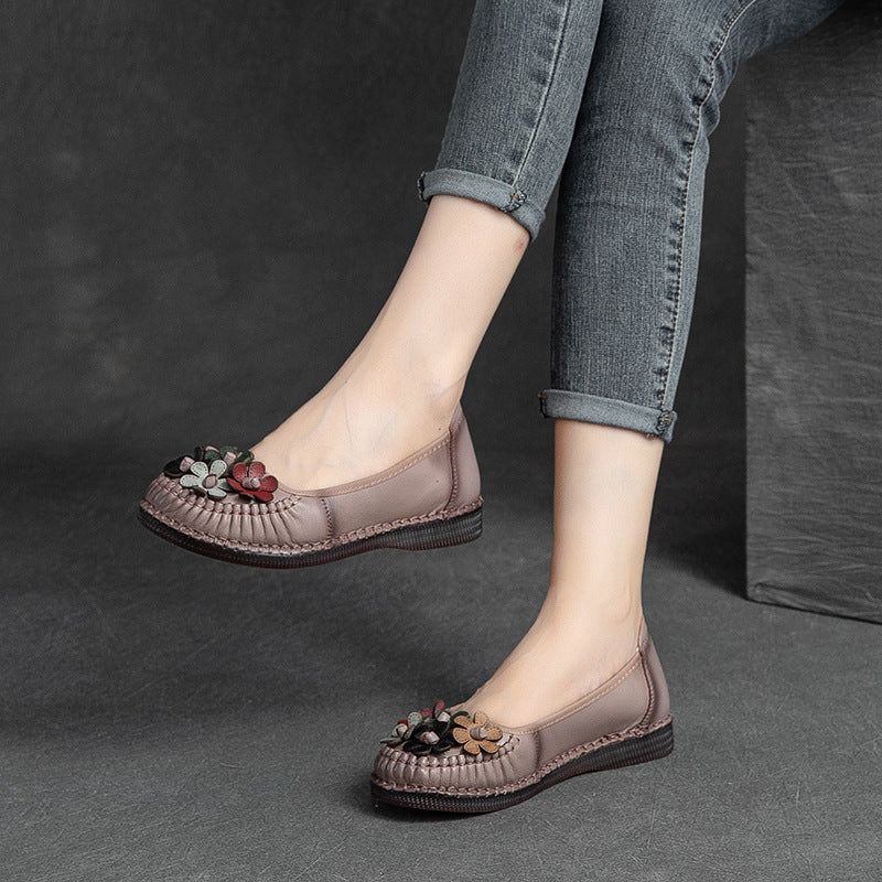 Vrouwen Lente Zomer Retro Lederen Handgemaakte Casual Schoenen Plus Size