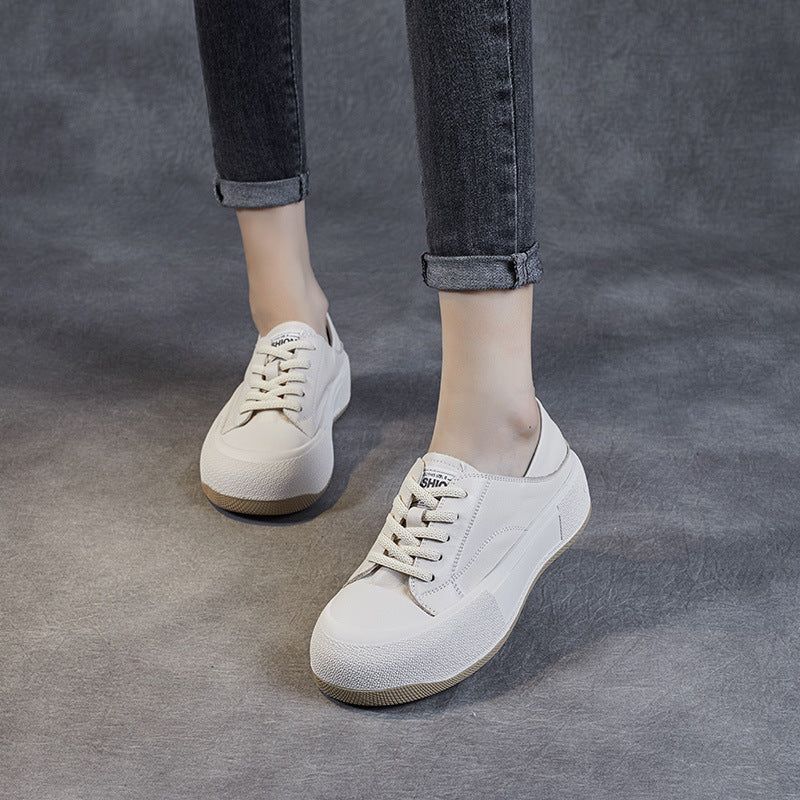 Vrouwen Retro Mode Lederen Platte Casual Schoenen