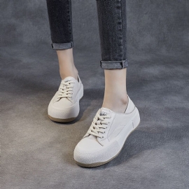 Vrouwen Retro Mode Lederen Platte Casual Schoenen