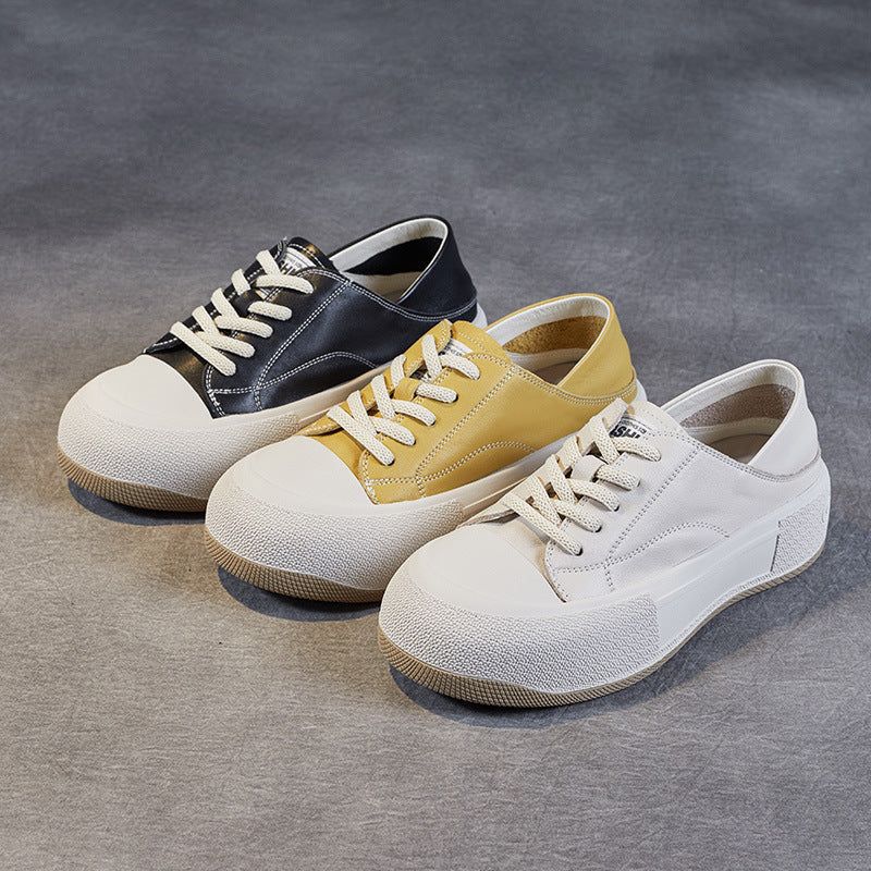 Vrouwen Retro Mode Lederen Platte Casual Schoenen