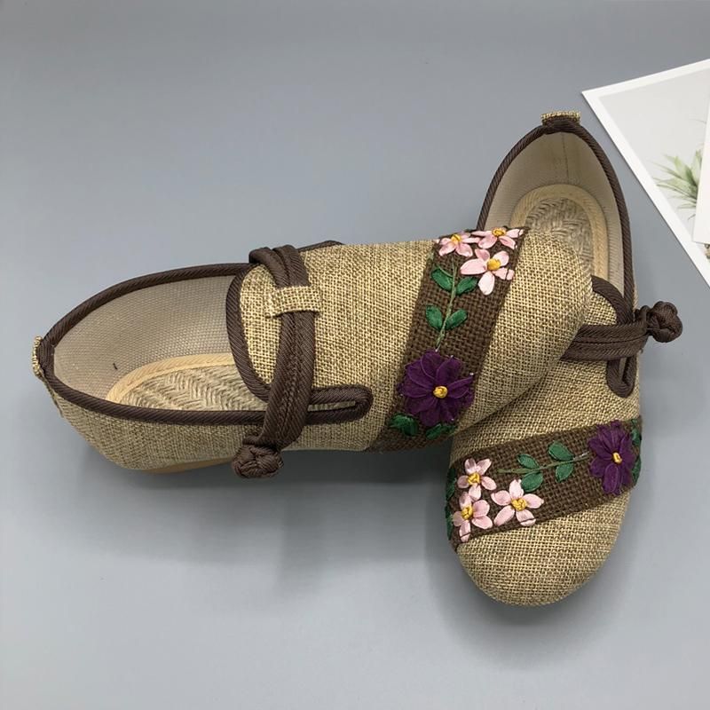 Vrouwen Slip On Vlecht Bloemen Ademende Casual Schoenen