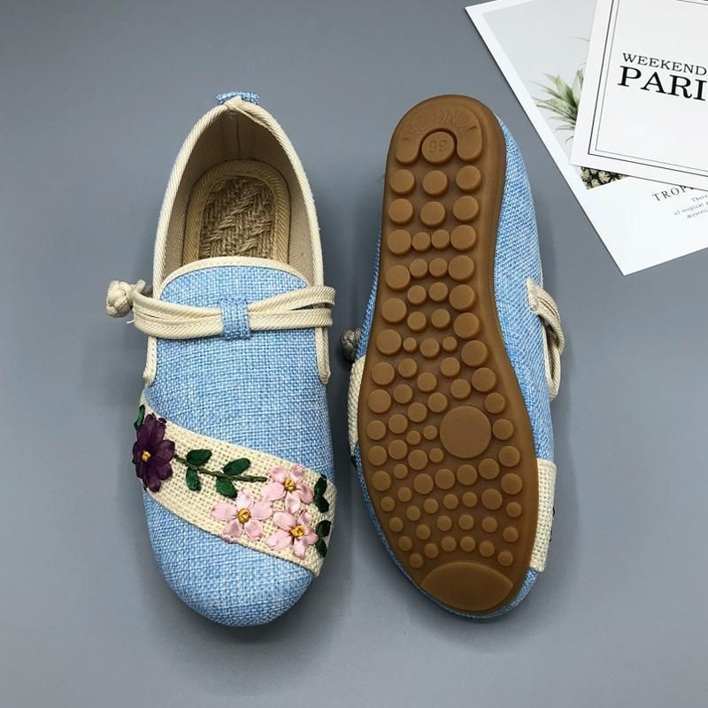 Vrouwen Slip On Vlecht Bloemen Ademende Casual Schoenen