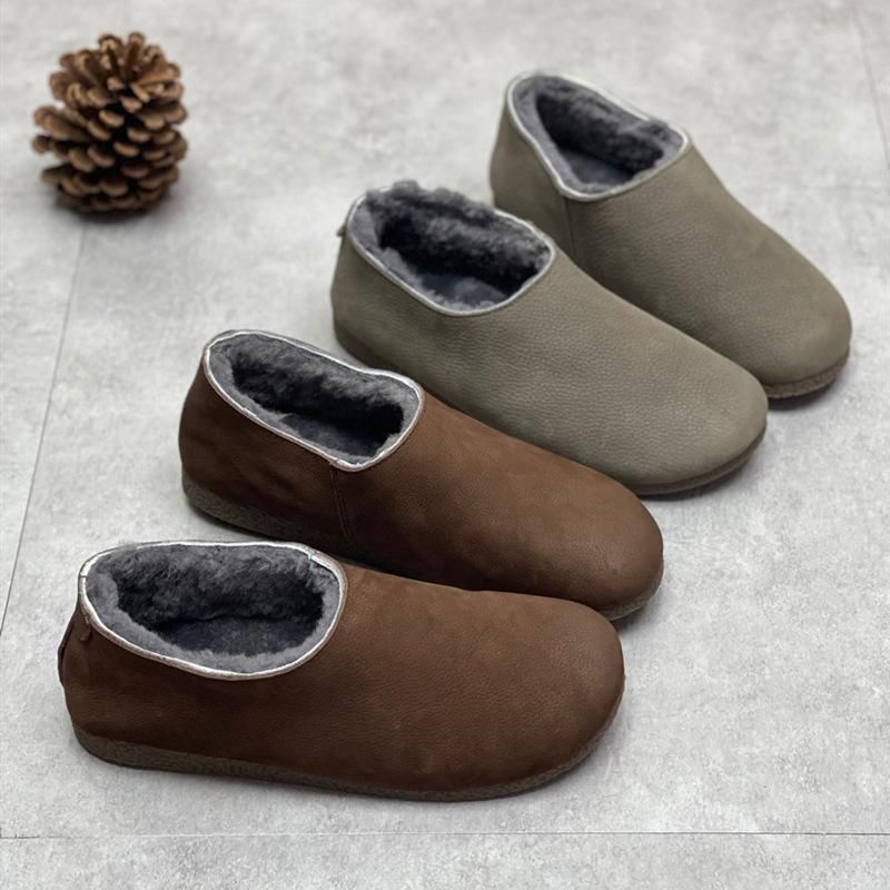 Winter Retro Soft Leather Fur Casual Schoenen