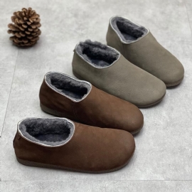 Winter Retro Soft Leather Fur Casual Schoenen