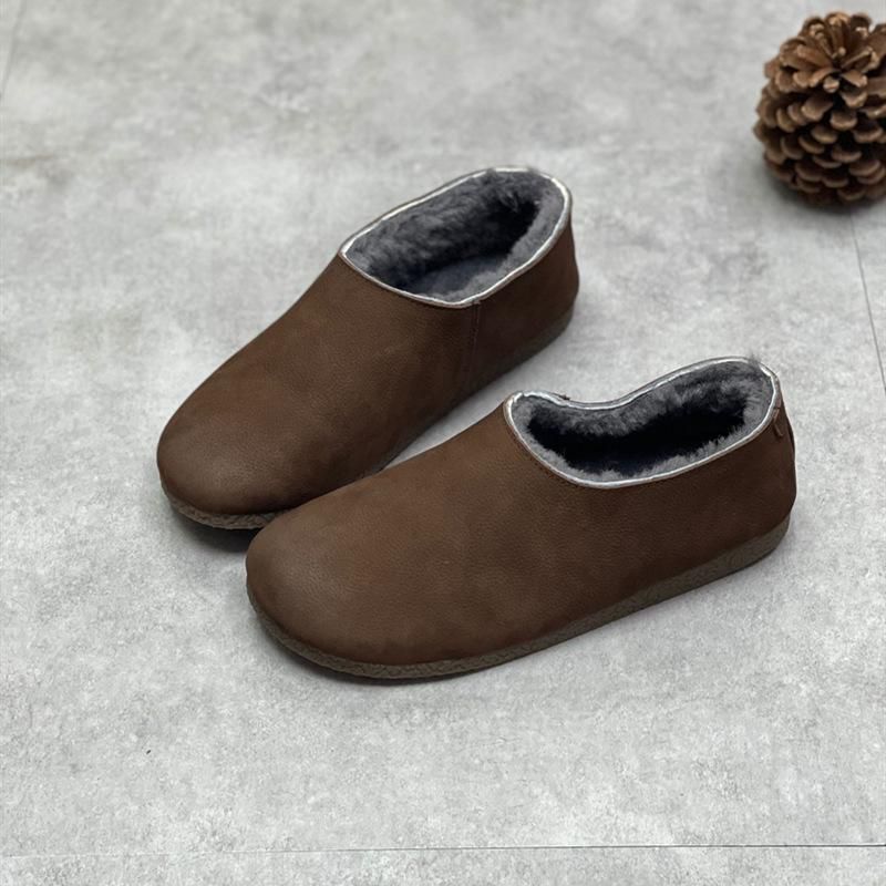 Winter Retro Soft Leather Fur Casual Schoenen