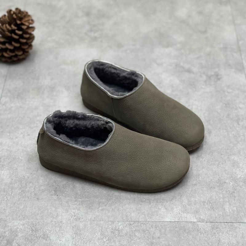 Winter Retro Soft Leather Fur Casual Schoenen