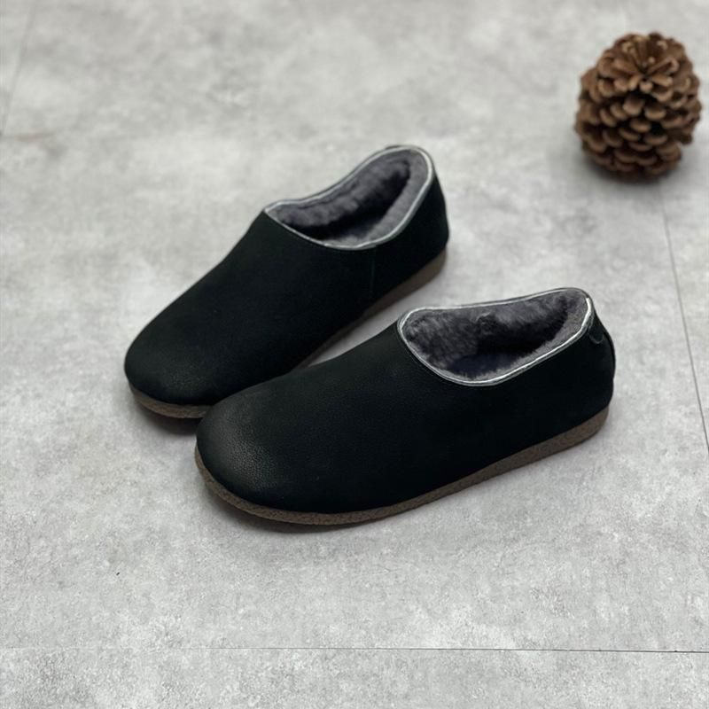 Winter Retro Soft Leather Fur Casual Schoenen