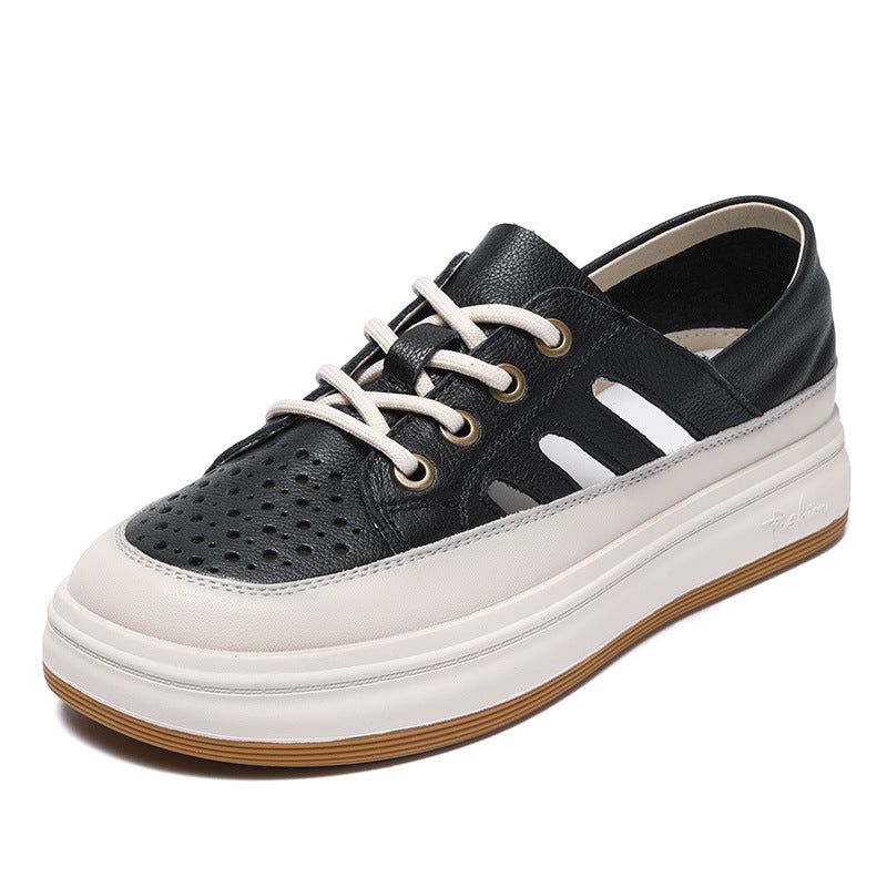 Zomer Dames Sport Stijl Hollow Lederen Casual Schoenen