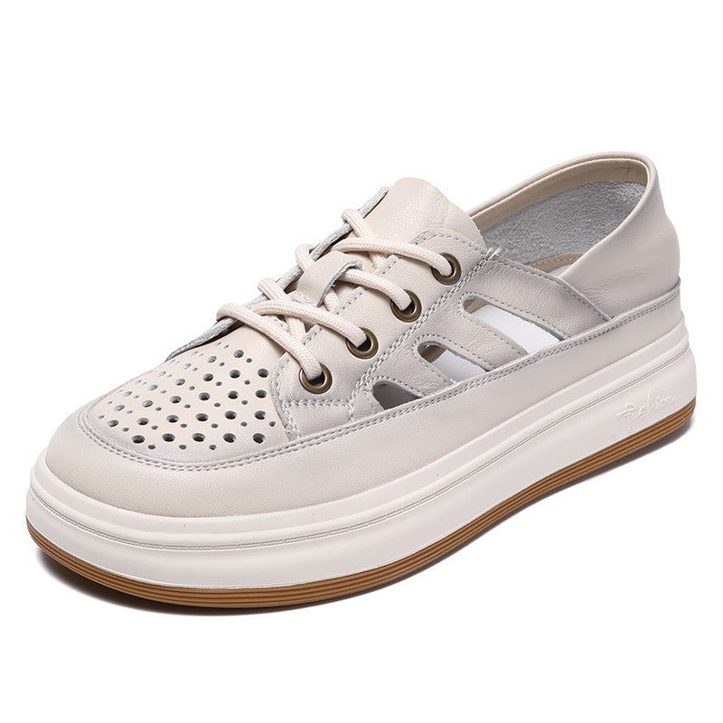 Zomer Dames Sport Stijl Hollow Lederen Casual Schoenen