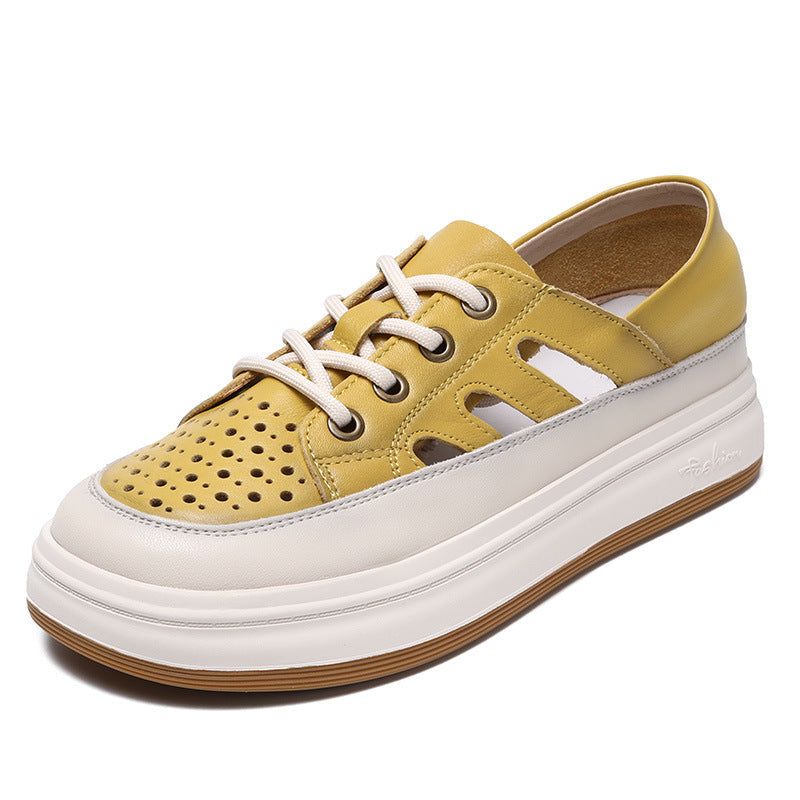 Zomer Dames Sport Stijl Hollow Lederen Casual Schoenen