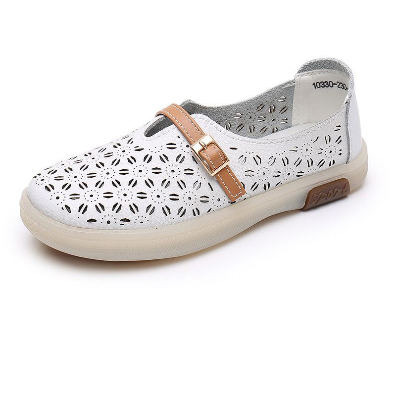 Zomer Holle Lederen Zachte Retro Casual Schoenen