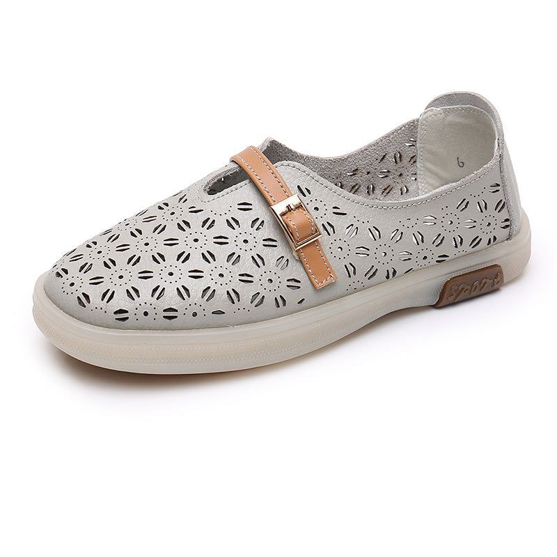 Zomer Holle Lederen Zachte Retro Casual Schoenen