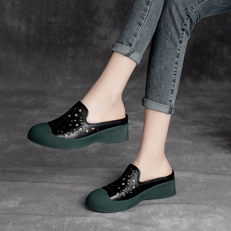 Zomer Hollow Lederen Vrouwen Vintage Casual Schoenen