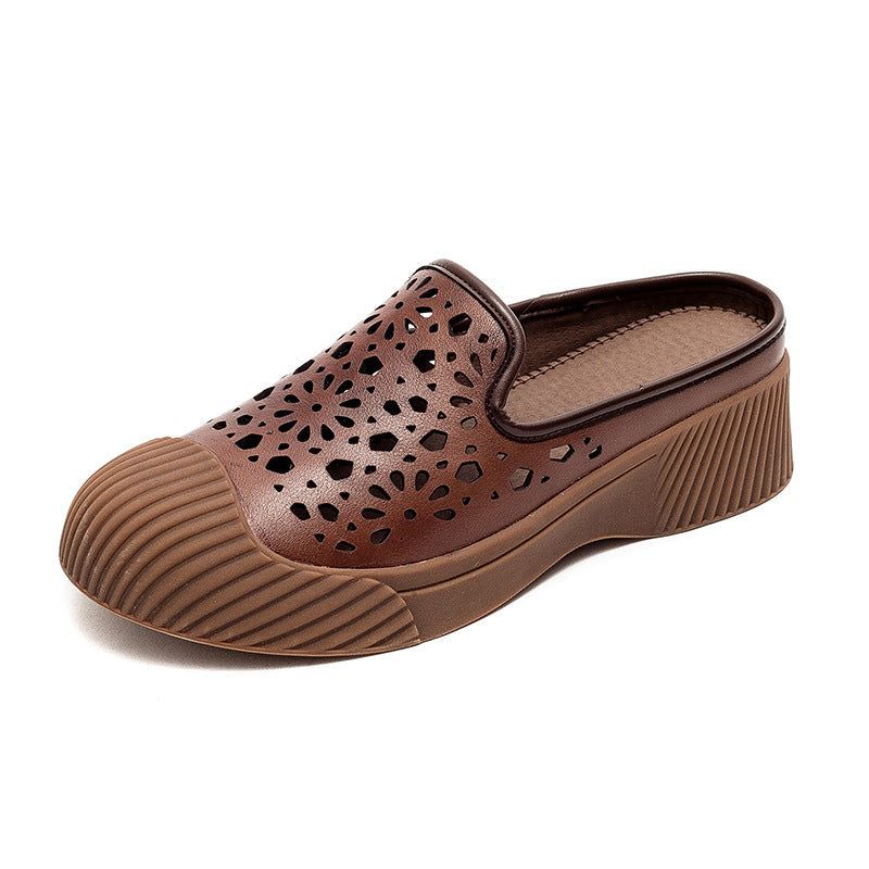 Zomer Hollow Lederen Vrouwen Vintage Casual Schoenen