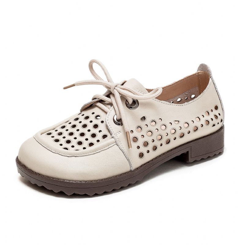 Zomer Vrouwen Vintage Hollow Lederen Casual Schoenen