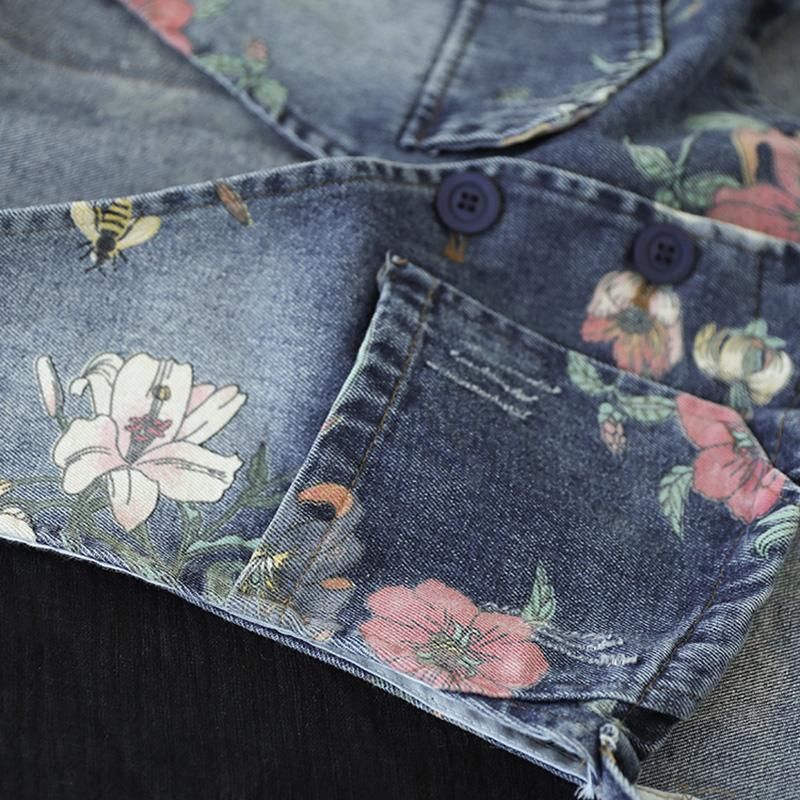 Denimvest Voor Dames Met Retroprint