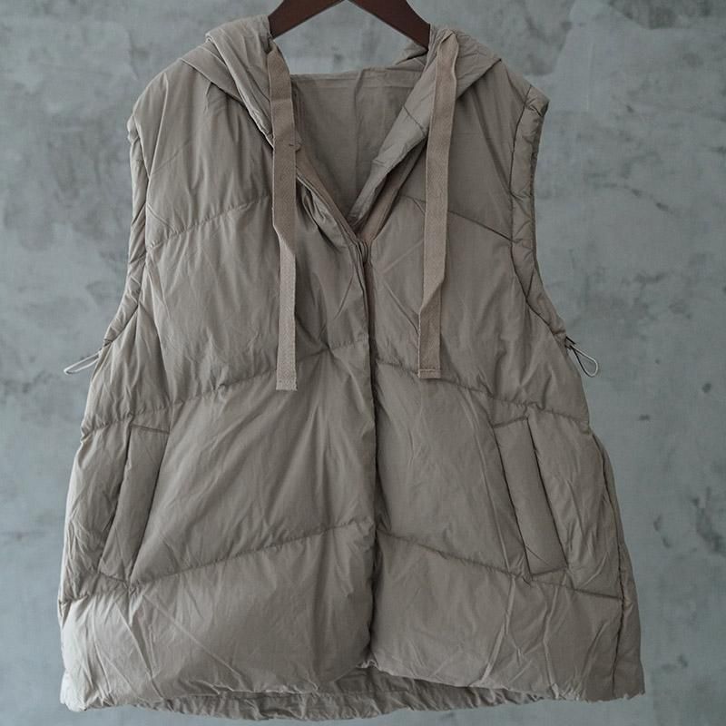 Retro Casual Vest Met Capuchon En Onderkant