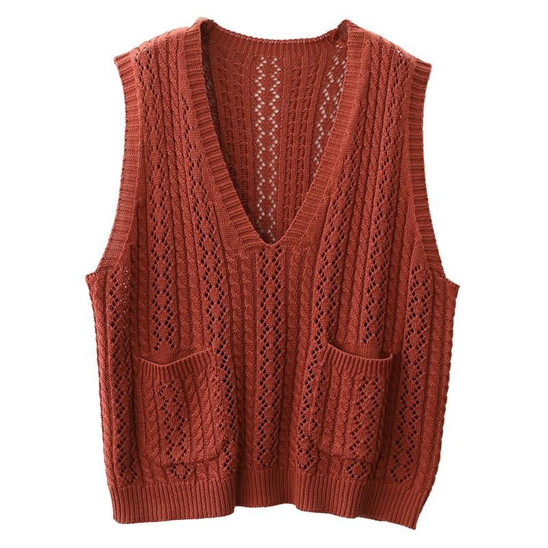 V-hals Uitgehold Retro Trui Vest