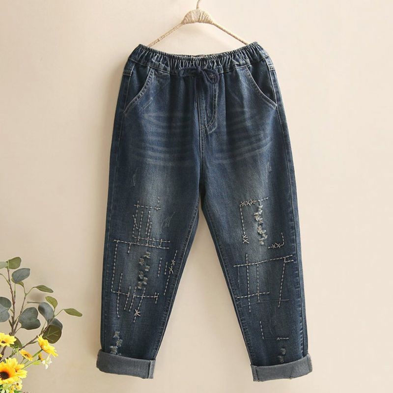 Geborduurde Ragged Jeans