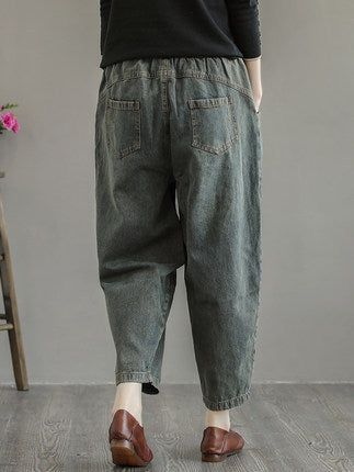 Lente Zomer Vrouwen Retro Losse Katoenen Jeans