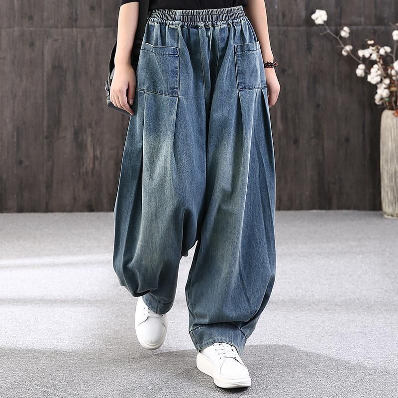 Losse Retro Zand Dweilen Casual Denim Broek