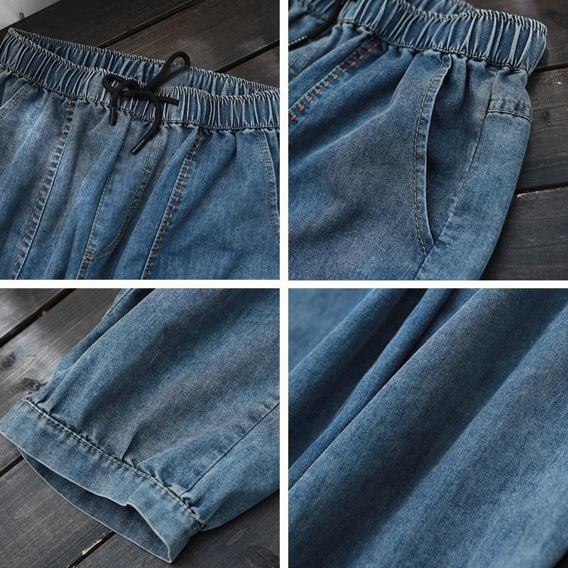 Losse Zelfelastische Taille Denim Harem Jeans