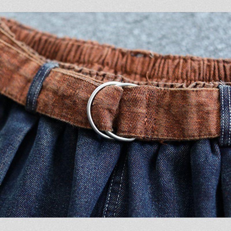 Retro Losse Casual Riem Gewassen Fluwelen Jeans