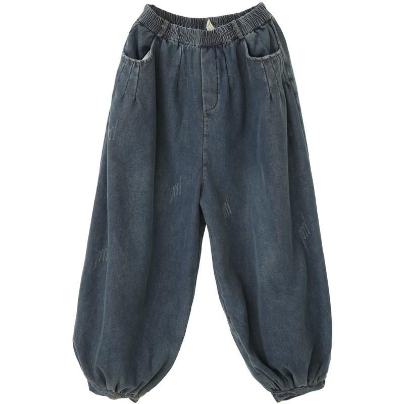 Winter Retro Pluche Bloomers Losse Katoenen Jeans