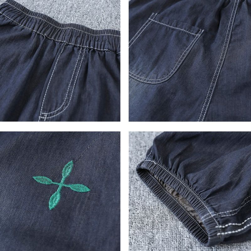 Zomer Retro Geborduurde Katoenen Jeans