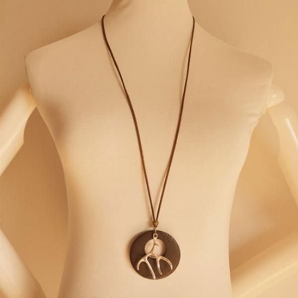 Accessoire Retro Ronde Vorm Metaal Hout Ketting