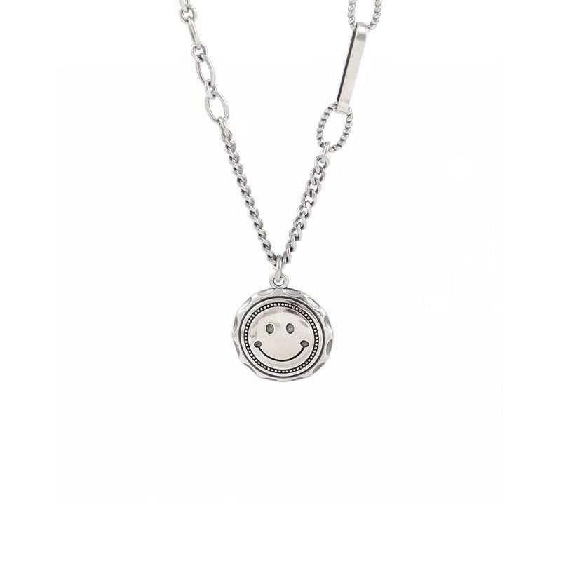 Damesmode Vintage S925 Zilveren Smiley-ketting