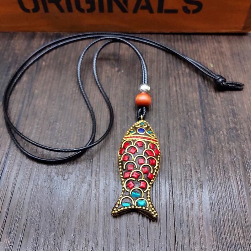 Kleur Vis Lange Retro Ketting Kleding Accessoires