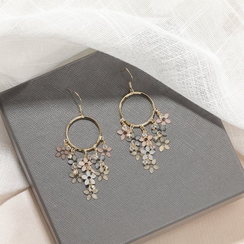 Metalen Bloemen Dangle Oorbellen Oor Clip Oorbellen