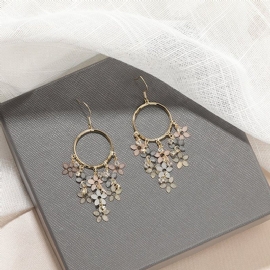 Metalen Bloemen Dangle Oorbellen Oor Clip Oorbellen