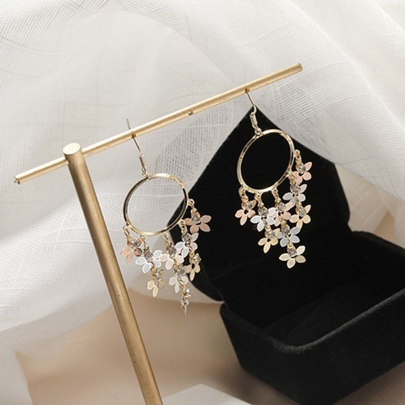 Metalen Bloemen Dangle Oorbellen Oor Clip Oorbellen