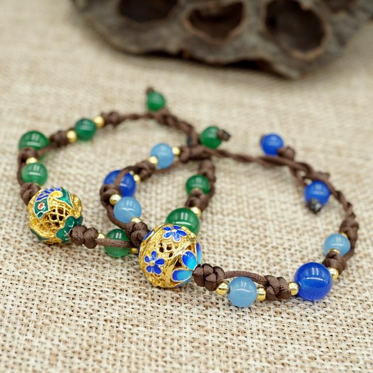 Retro Etnische Cloisonne Chalcedoon Armband