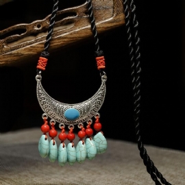 Retro Etnische Stijl Legering Turquoise Ketting