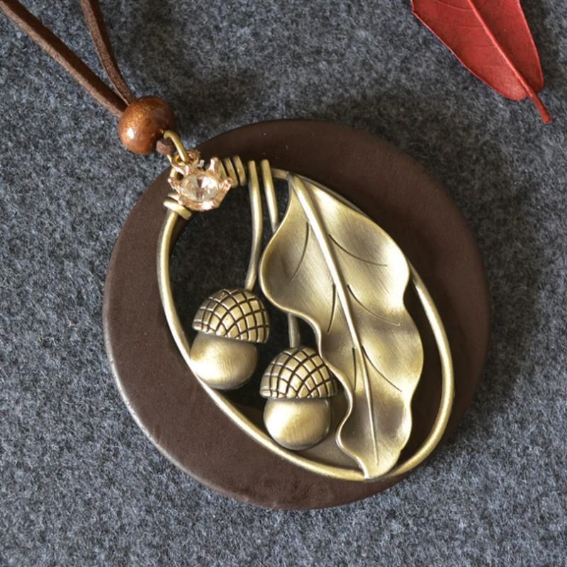 Vintage Legering Acorn Leaf Ketting