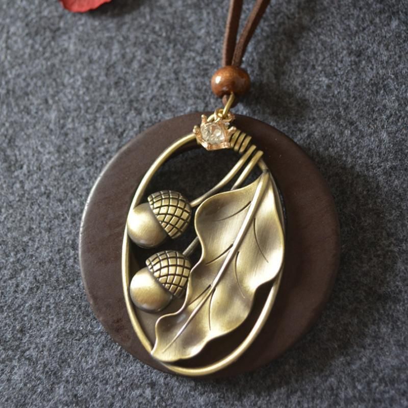 Vintage Legering Acorn Leaf Ketting