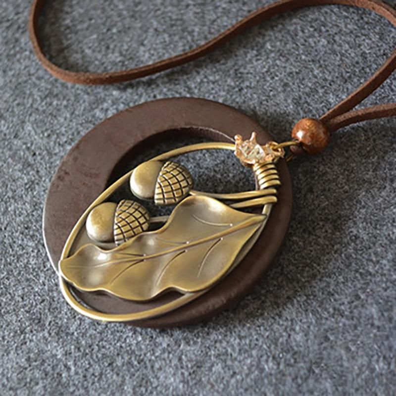 Vintage Legering Acorn Leaf Ketting