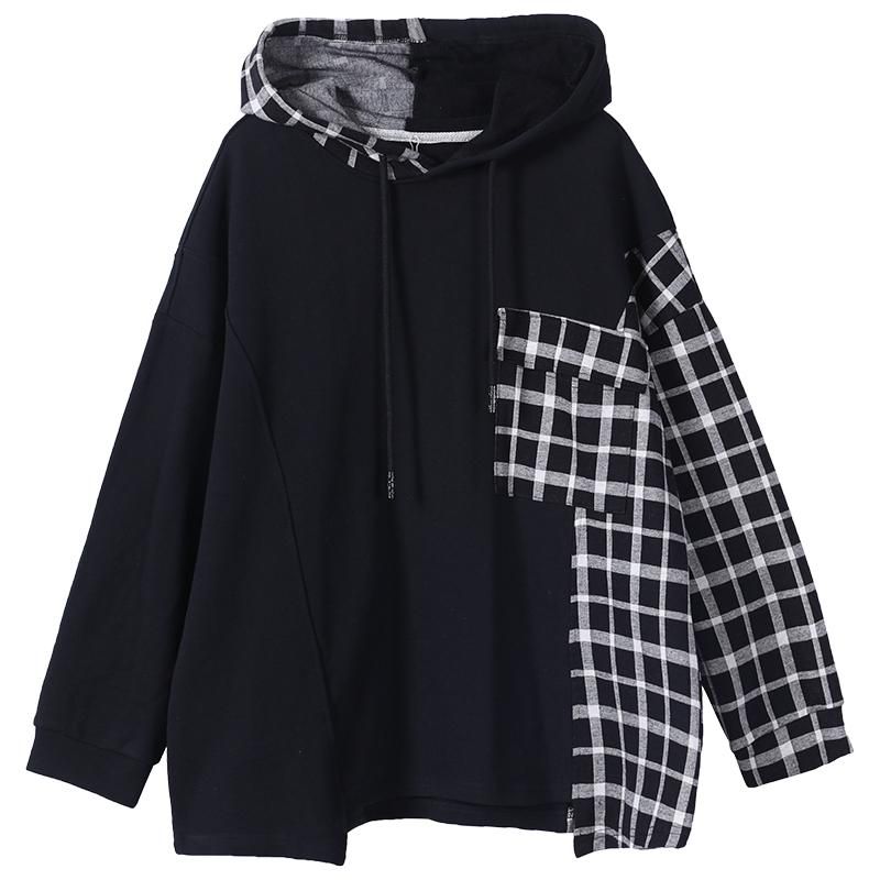 Herfst Losse Grote Maat Stiksels Hooded Sweatshirt