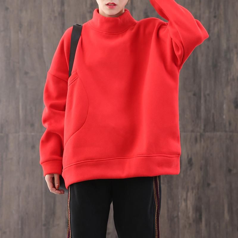 Lange Mouwen Hoge Hals Losse Casual Sweatshirt