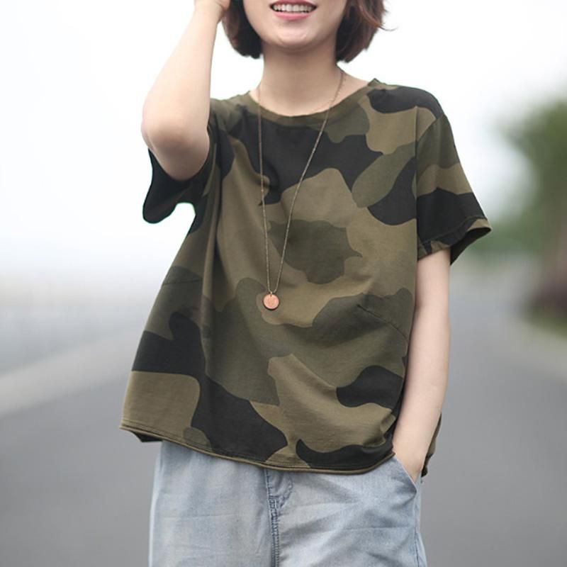 Casual Los Katoenen Camouflage T-shirt