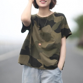 Casual Los Katoenen Camouflage T-shirt