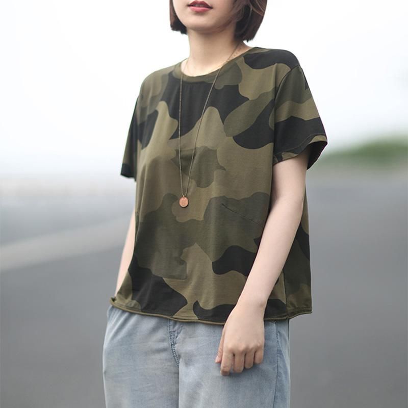 Casual Los Katoenen Camouflage T-shirt