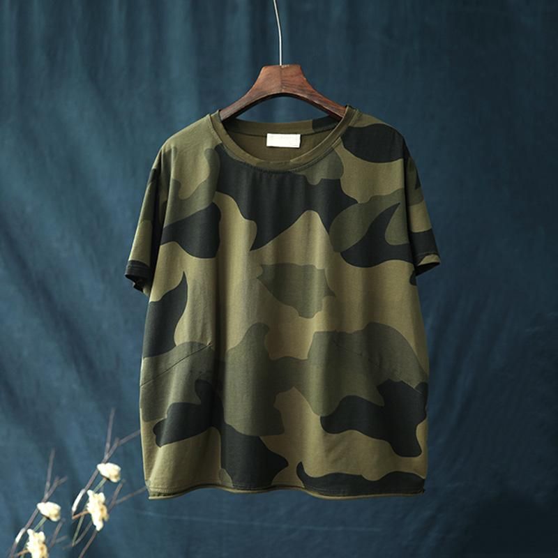 Casual Los Katoenen Camouflage T-shirt