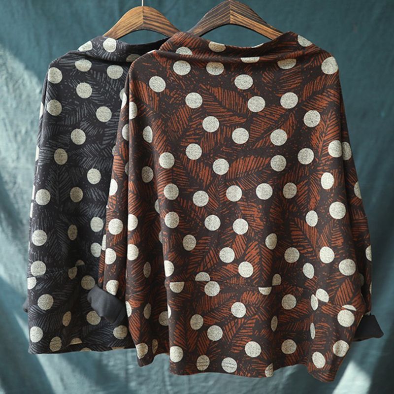 Losse T-shirtblouse Met Stippen En Print