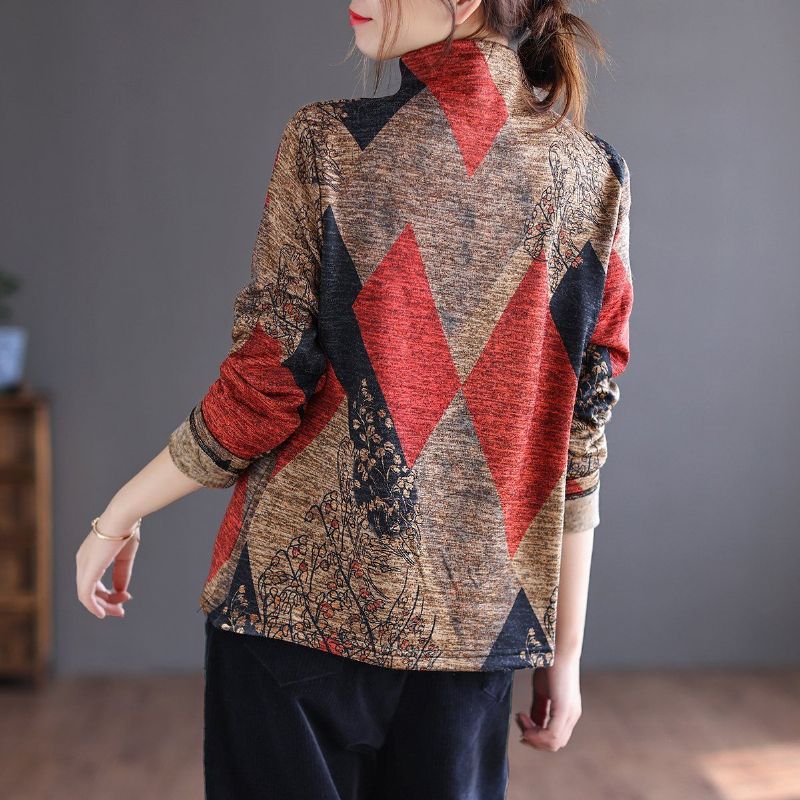 Herfst Winter Retro Patchwork Geborstelde Trui